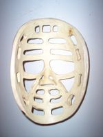 Dave Kelly's prototype goalie mask, made by Corkey Stickell, inside shot