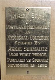 Arnie Schmautz, Memorial Coliseum, 1st ever goal scored trophy