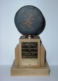 Arnie Schmautz, Memorial Coliseum, 1st ever goal scored puck
